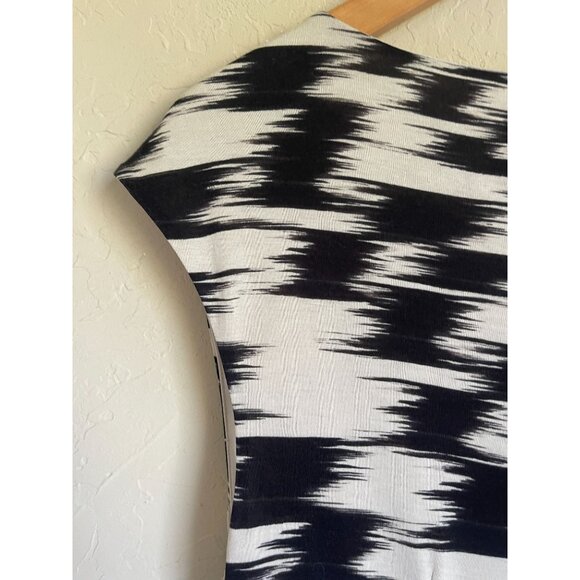 LOFT Size XL Black Cream Brush Strokes Abstract Print Shift Dress Sleeveless Str - Picture 8 of 8